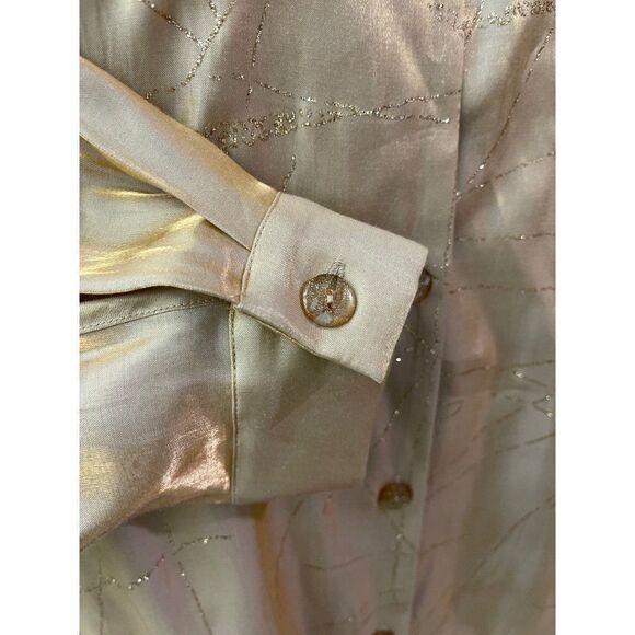 Fashion Bug Glitz Galore Golden Button-Down Shirt Size 22 / 24 NWT - Picture 7 of 8